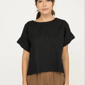 Elizabeth Suzann Black Linen Georgia Tee (OS)
